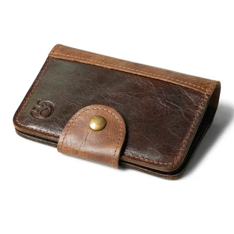 Porte-cartes en cuir véritable pour hommes
