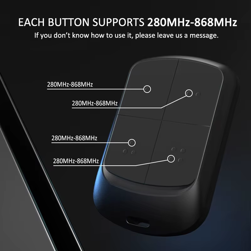 Commandes de porte de Garage multi-fréquence 280-868MHz, télécommande de porte 433MHz, transmetteur portatif avec Clip de pare-soleil de voiture