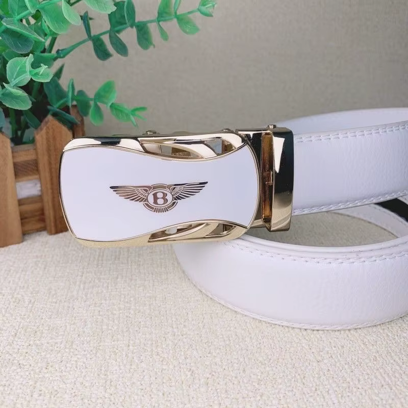 Bentley LOGO Ceinture en cuir blanc pour hommes boucle automatique jeunesse