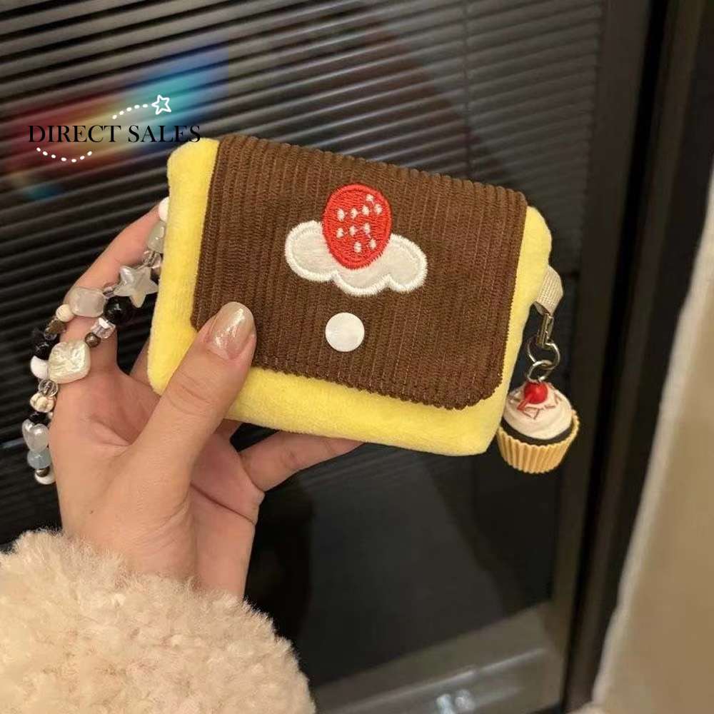Porte-monnaie en velours doux motif pudding de cerises