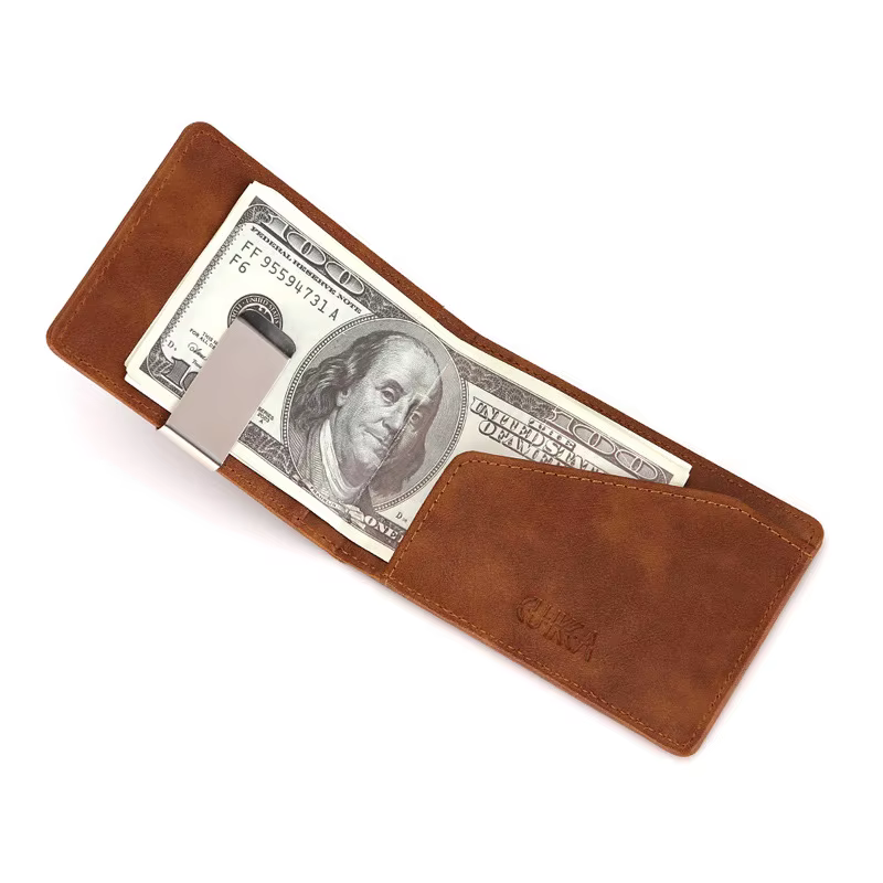 Nouvelle mode hommes en cuir pinces à billets portefeuille multifonctionnel mince homme porte-cartes femmes pince en métal pour argent porte-monnaie