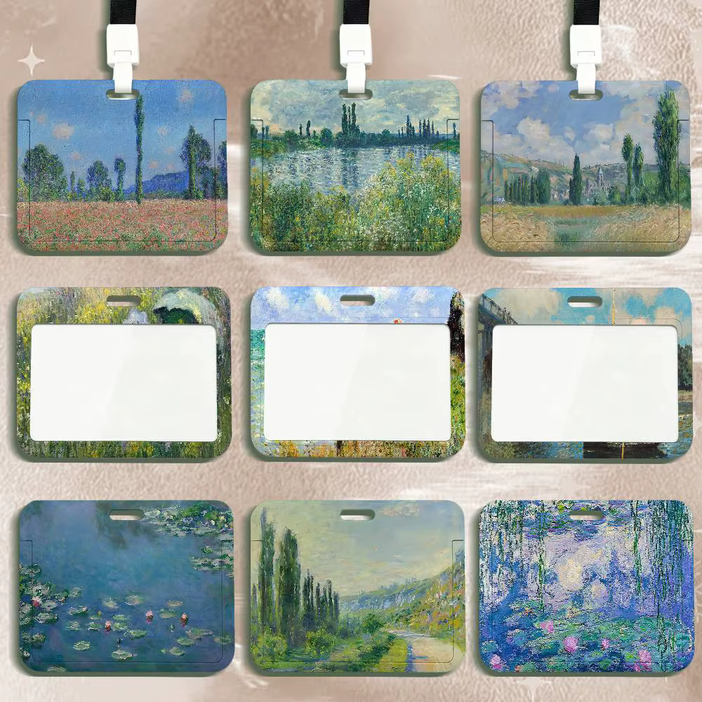 Porte-carte d'identité esthétique avec motif de peinture de Claude Monet