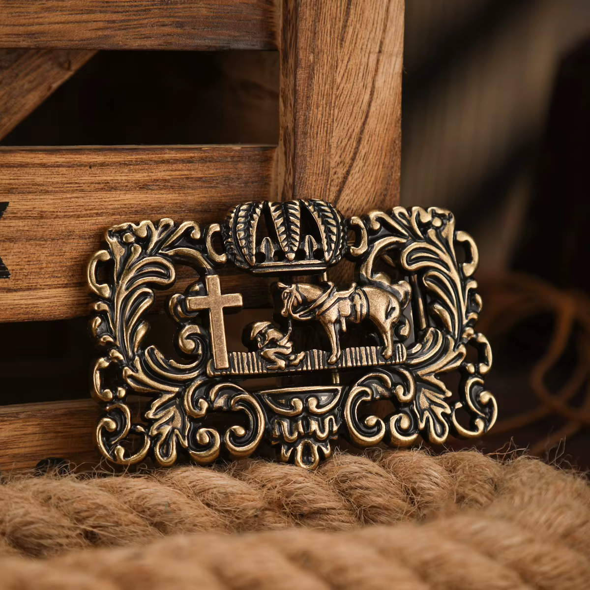 Boucle de ceinture en métal de style occidental