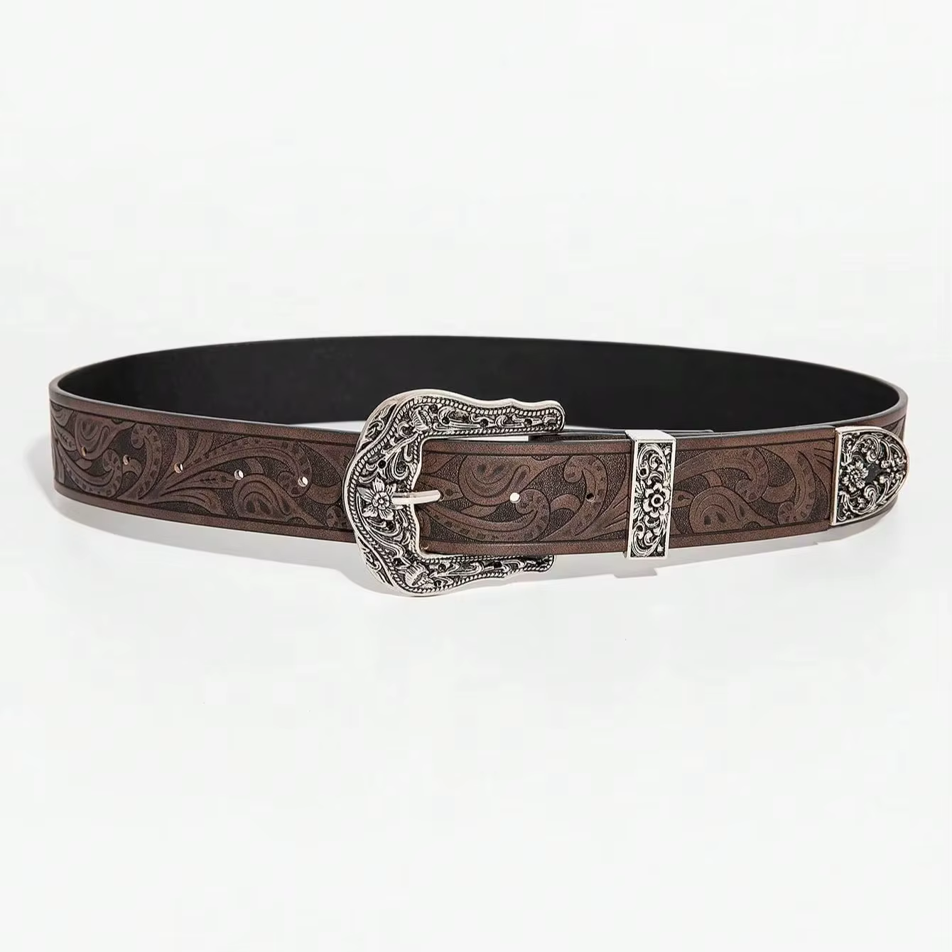 Ceinture marron sculptée de style bohème vintage pour hommes