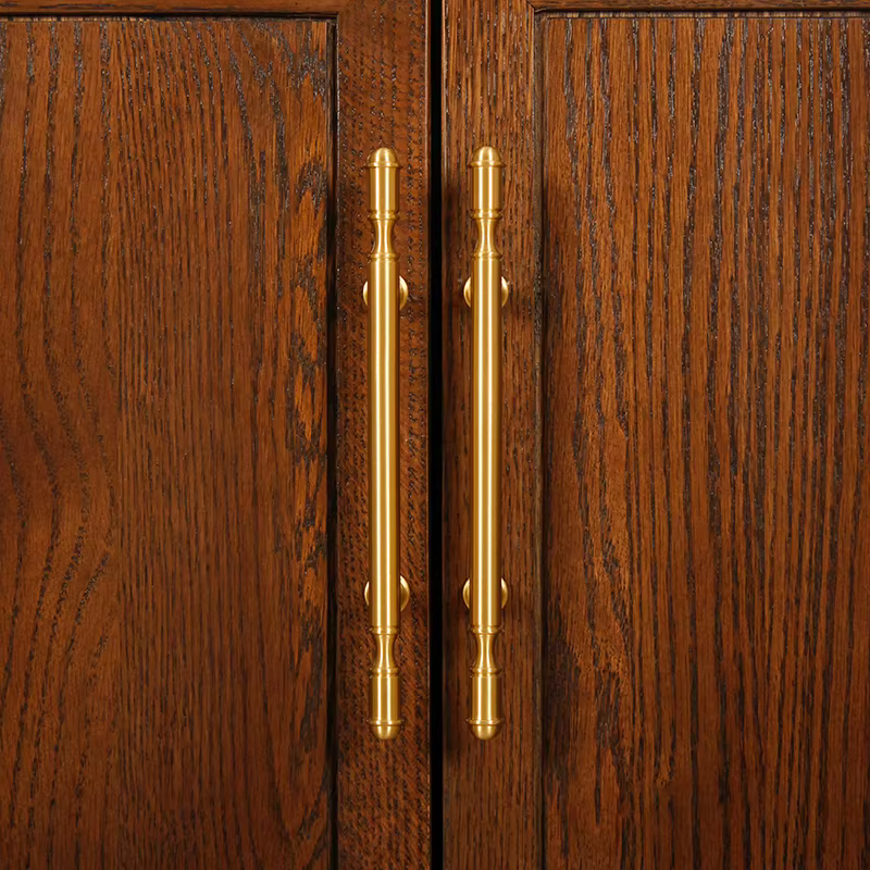 Poignée de porte de garde-robe en cuivre pur, meubles allongés rétro dorés, petite poignée de meuble simple moderne, décoration d'intérieur