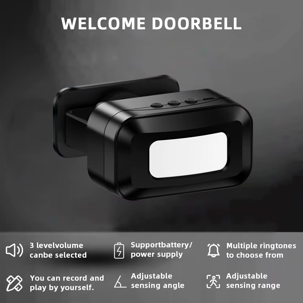 Carillon de bienvenue sans fil pour invités, sonnette d'alarme, mouvement PIR Sneosr pour magasin, entreprise, Protection de sécurité d'entrée, sonnette intelligente