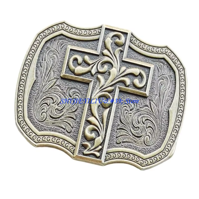 Boucle ceinture avec symbole croix intemporelle E21F, fabriquée en alliages rétro pour une garde-robe moderne