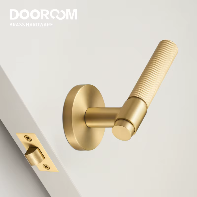 DOOROOM – ensemble de serrures de porte à rayures de Passage de confidentialité en laiton, norme américaine pour 2-1/8 pouces, panneau rond en option, or, noir, Bronze Antique
