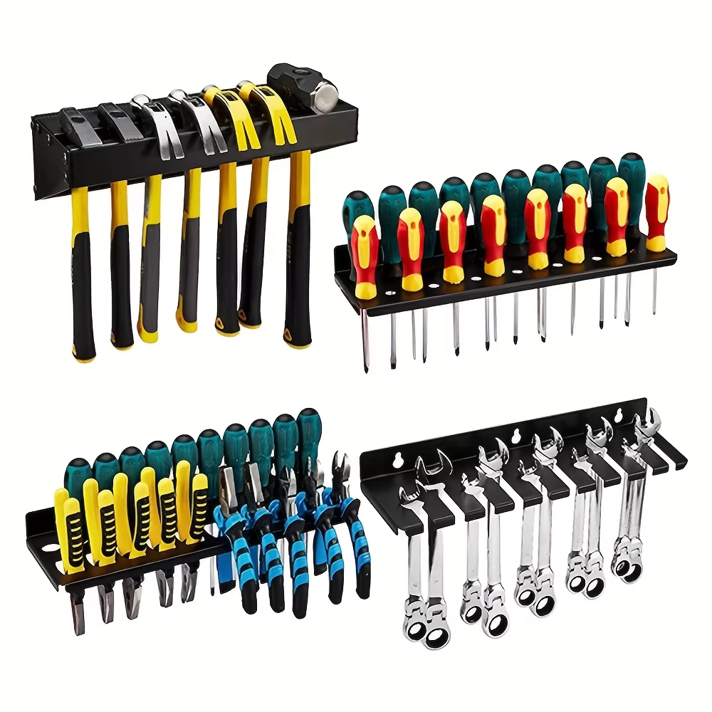 Organisateur d'outils mural en métal, organisateur d'outils avec tournevis, pinces, marteau et support de clé pour Garage, atelier, maison