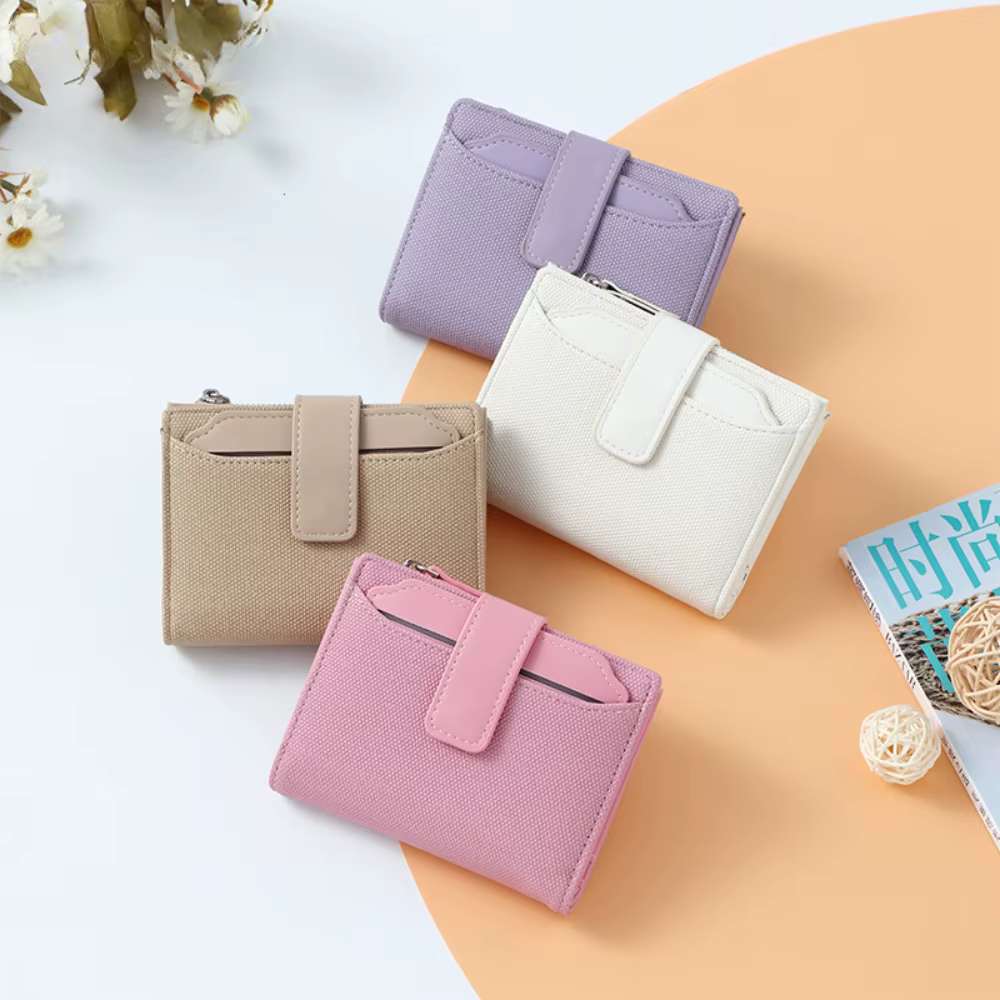 Portefeuille court pliant en cuir PU pour femmes