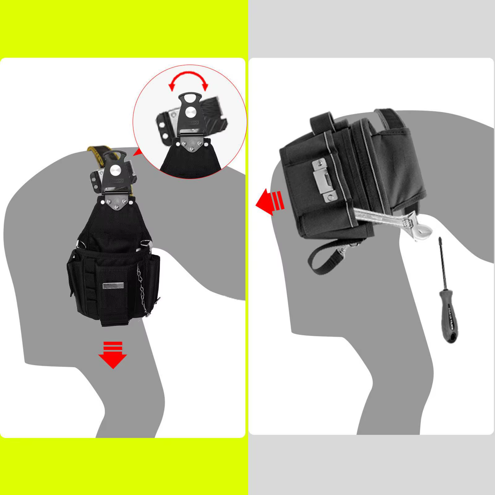 Clip de ceinture pour pochette à outils – Remplacement flexible, pratique et portable pour fixation rapide sur la taille