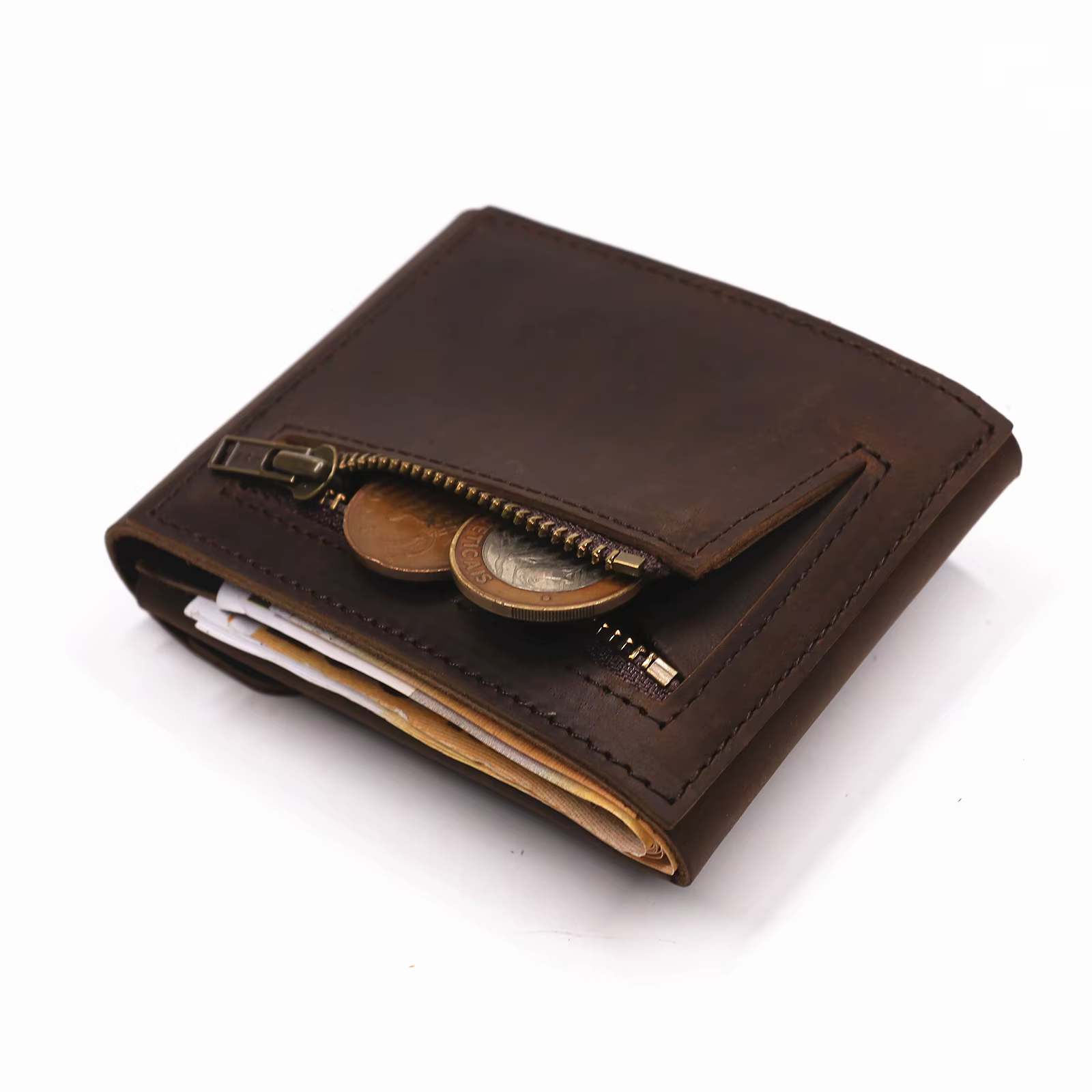 Portefeuille en cuir véritable pour homme