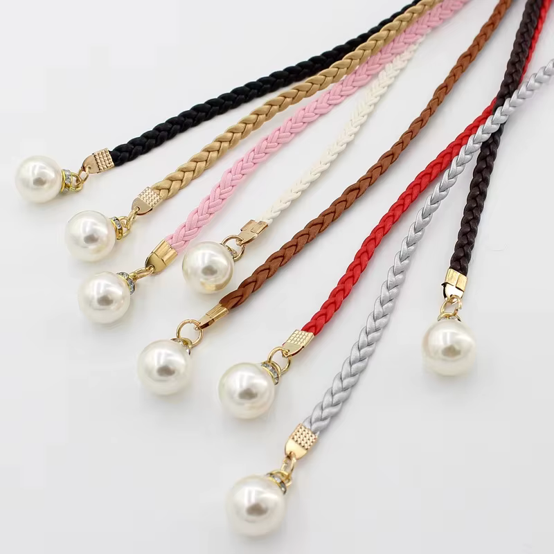Ceinture fine vintage bohème à nœuds pour femme