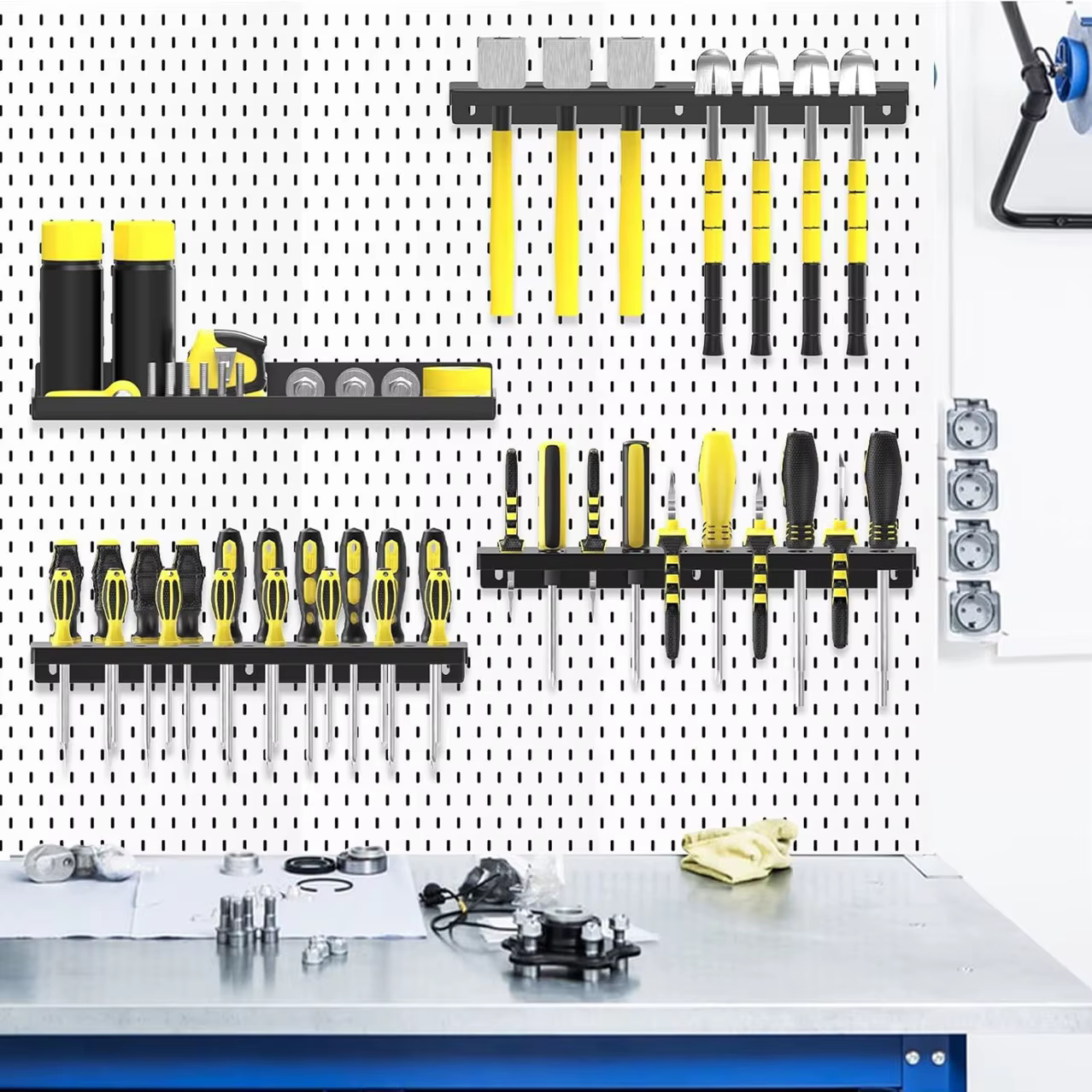 Porte-outils utilitaires, support mural, étagère de rangement en métal robuste, plateau de rangement pour clé, clous, outils de travail du bois, fournitures d'artisanat