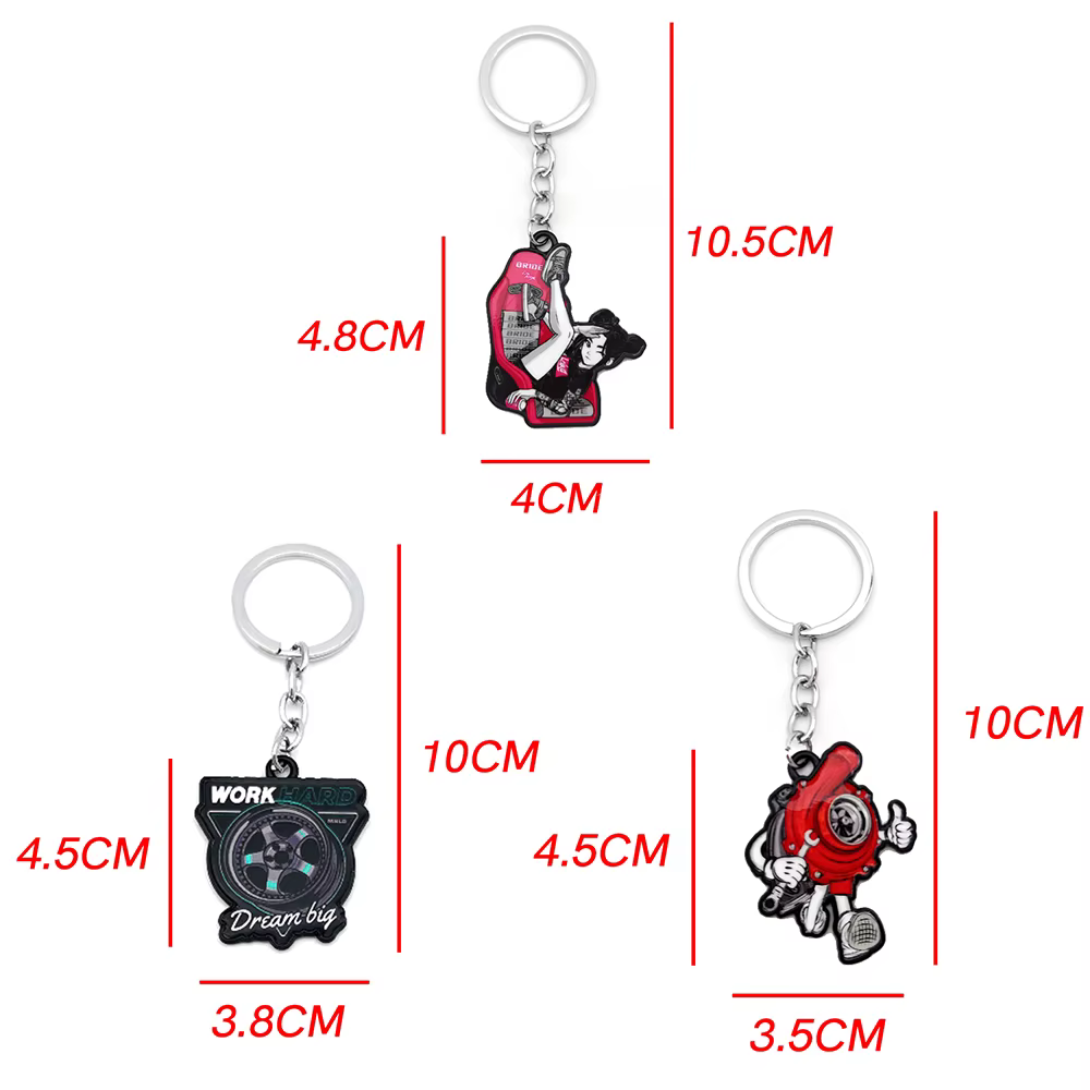 Porte-clés 3D en métal pour modification de voiture, pendentif JDM, pièces automobiles, porte-clés créatif en forme de roue, accessoires de voiture tendance, cadeaux pour mari