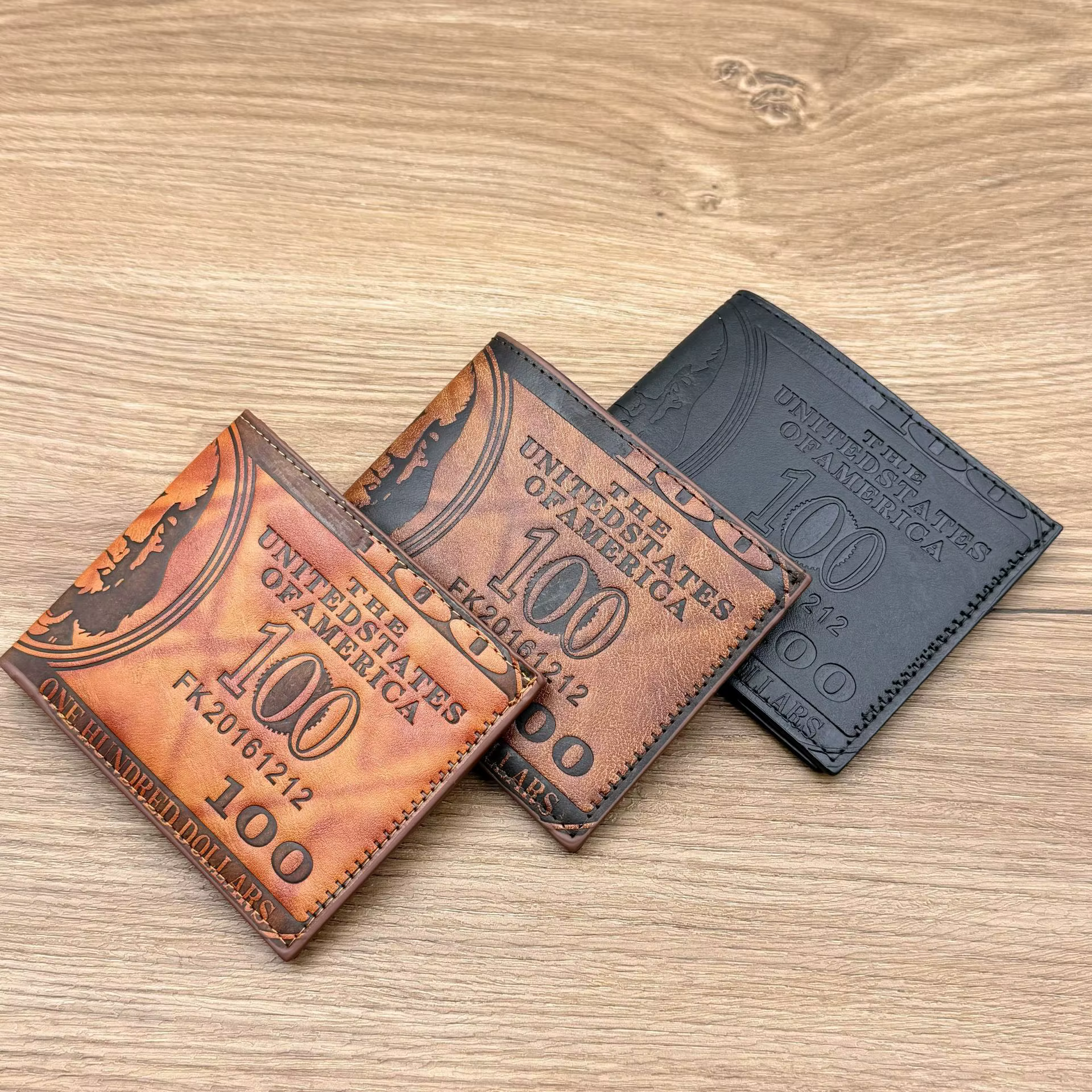 Portefeuille en cuir PU à motifs pour homme