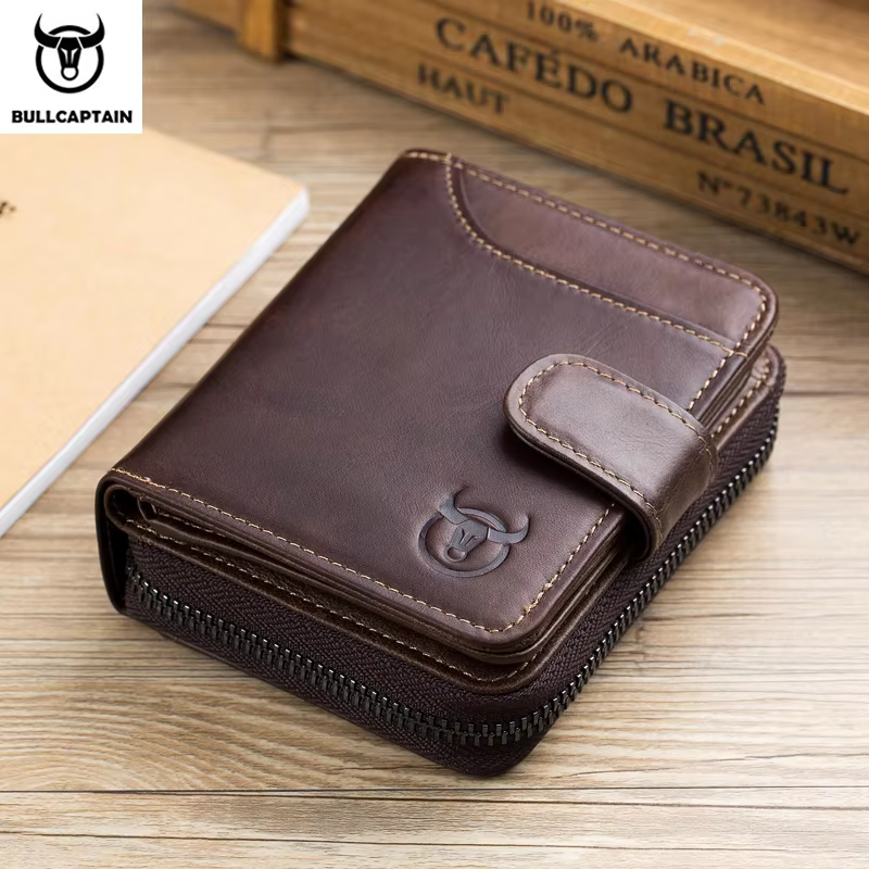 Portefeuille d'affaires en cuir véritable pour homme