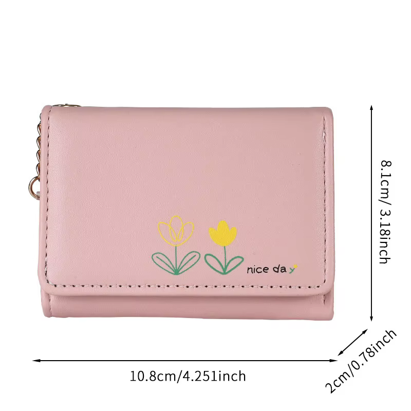 Nouveau petit portefeuille femmes en cuir court pliant