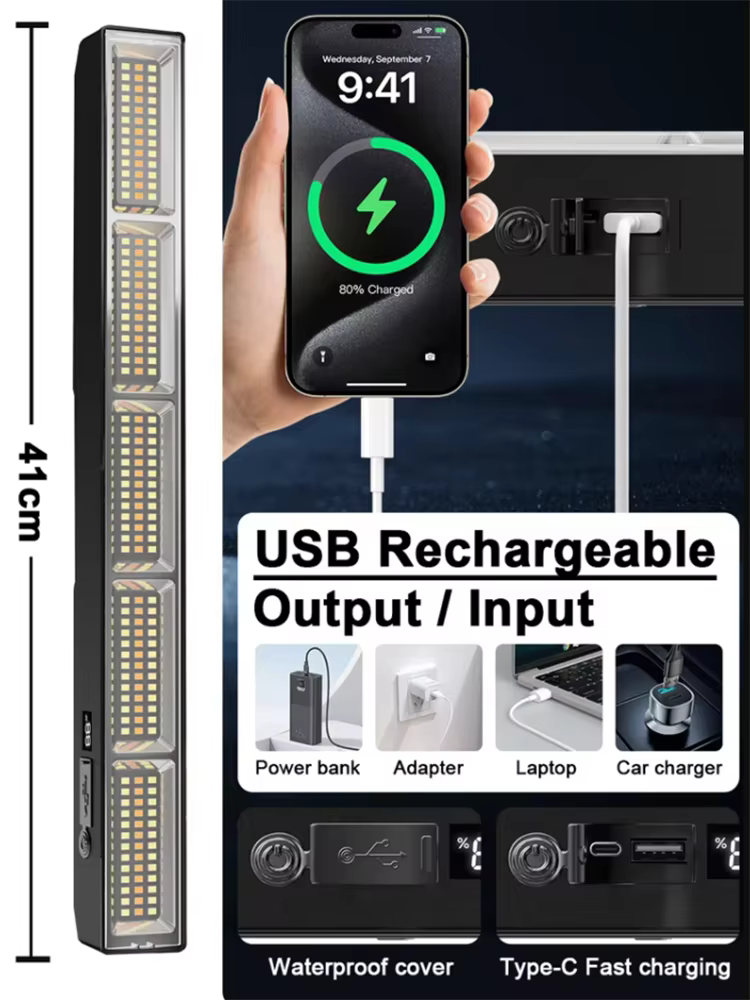 Barre lumineuse LED magnétique haute puissance, nouveauté 2026, lampe de travail Portable, Rechargeable par USB, 3 Modes, étanche IP66, batterie externe de secours