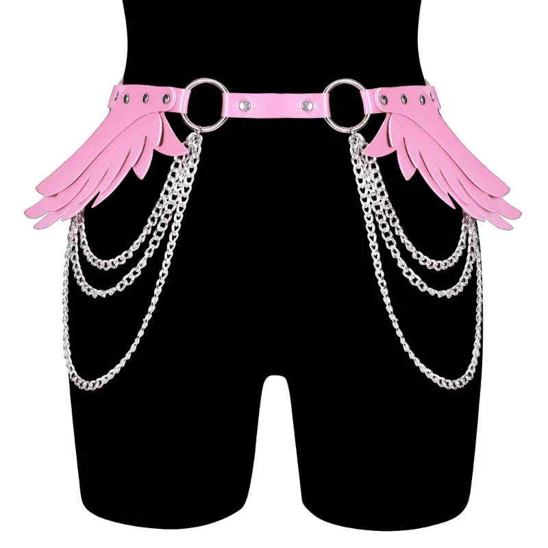 Ceinture en cuir à chaîne multicouche avec ailes d'ange, Sexy et tendance, mode créative, joint de taille, jupes de personnalité, Jeans décoratifs