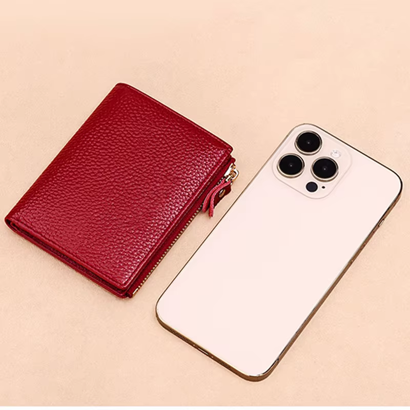 Portefeuille court multi-cartes en cuir PU grainé avec fermeture éclair WERLLANDS