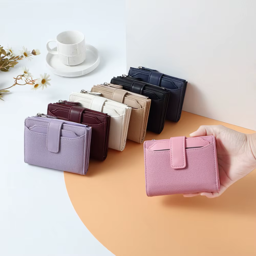 Portefeuille court pliant en cuir PU pour femmes
