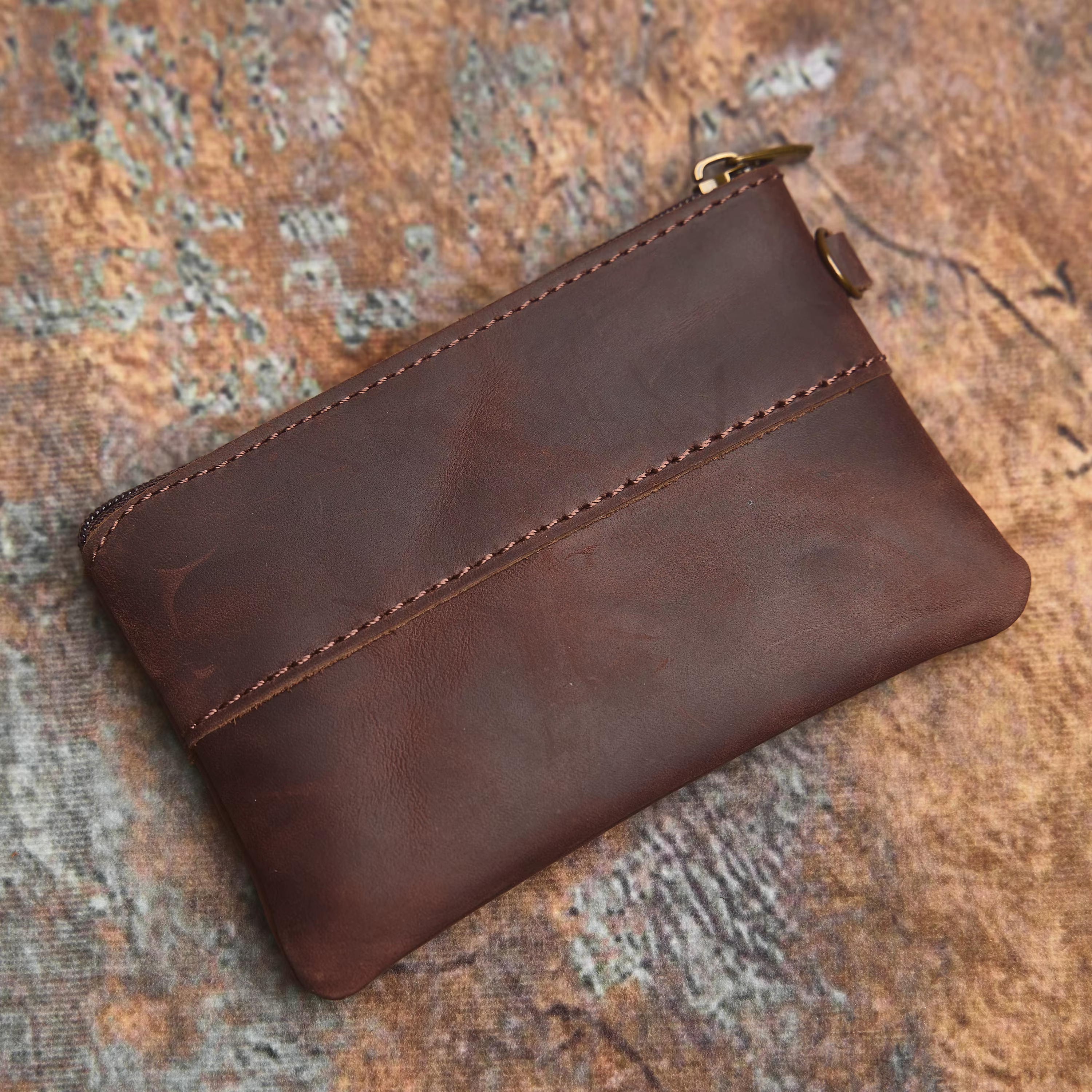 NASVA portefeuille en cuir véritable pour hommes rétro sac à monnaie fermeture éclair petit