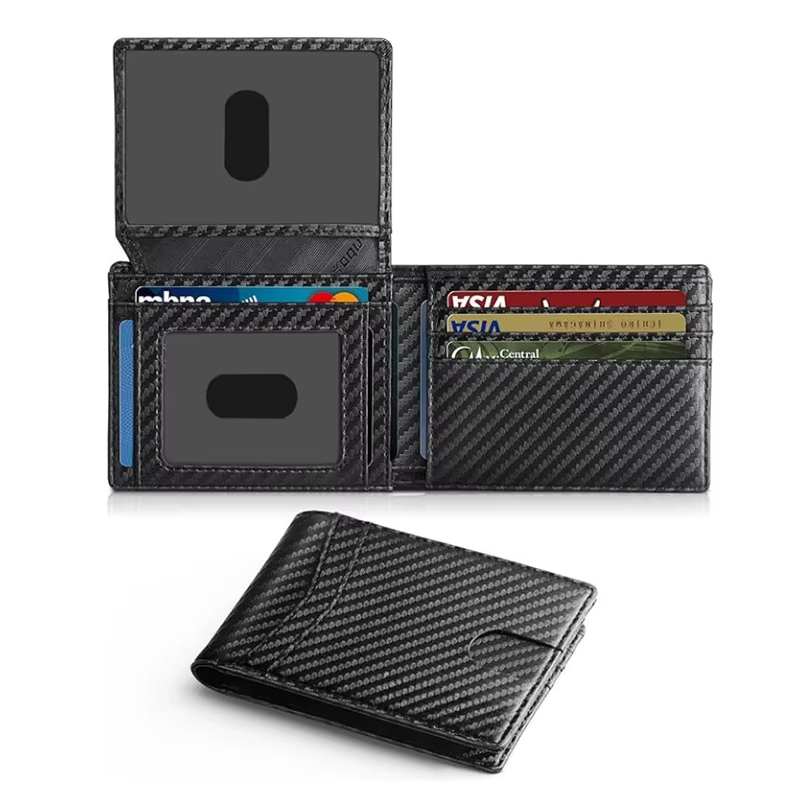 Portefeuille pour hommes en cuir Rfid ultra fin avec fenêtre d'identification