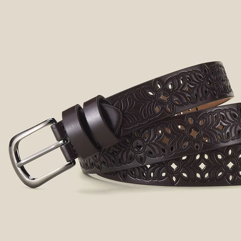 Ceinture de luxe légère à fleurs creuses rétro pour femmes