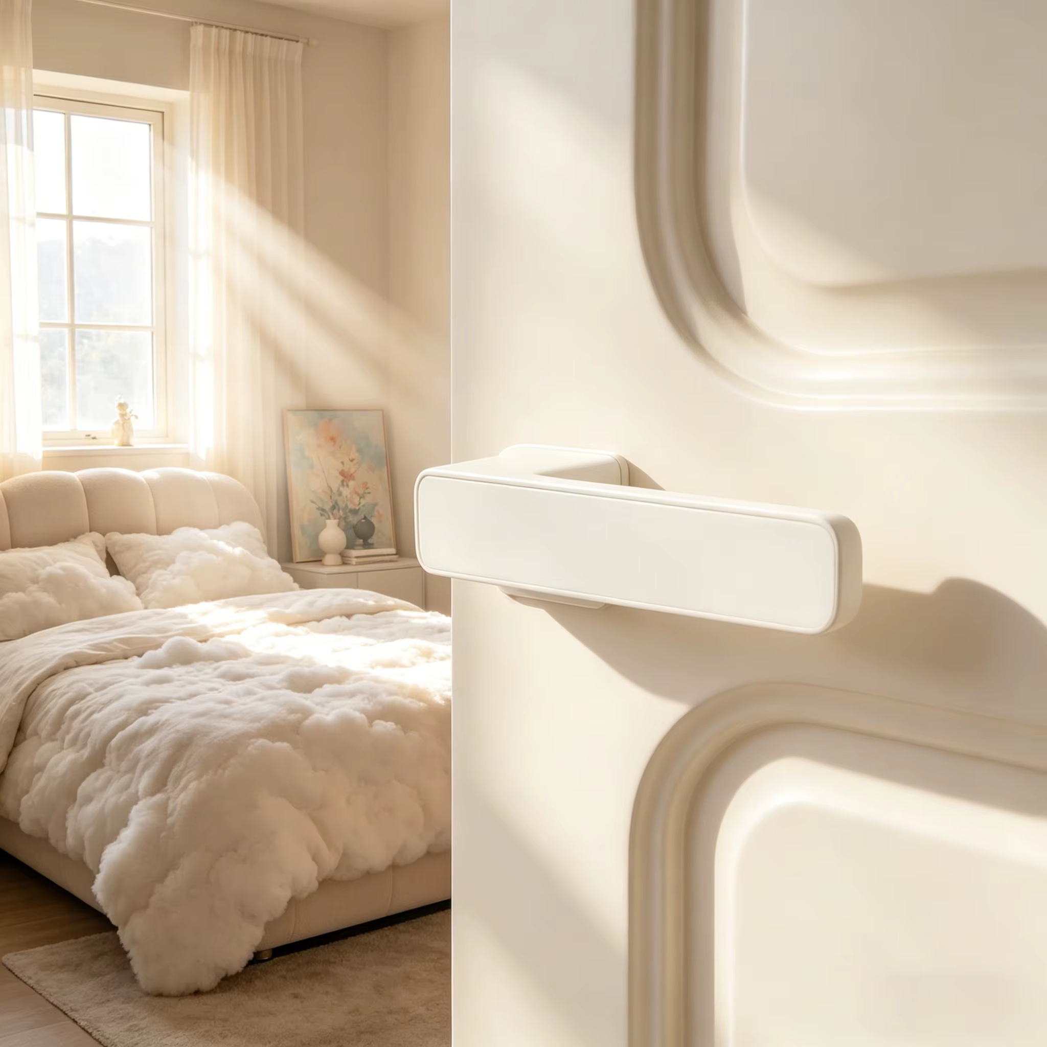 Serrure de porte domestique, au design élégant. Porte intérieure en bois pour chambre et bureau, avec serrure silencieuse, style européen, français, minimaliste, luxe léger