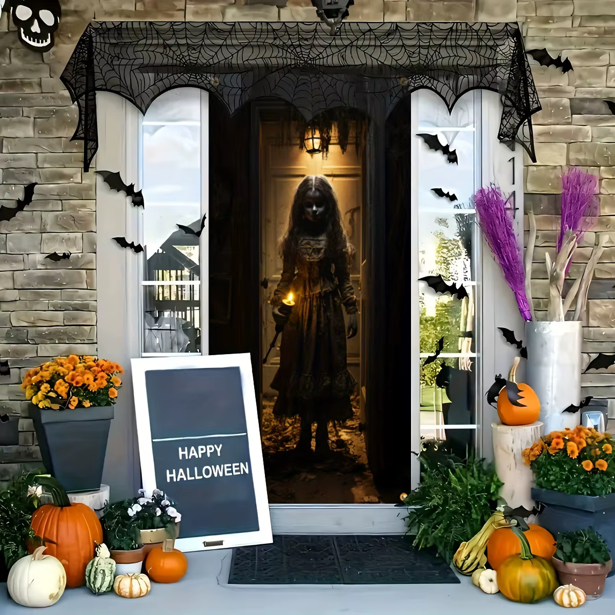 Bannière de porte 2D 1 pièce, bannière de porte de poupée fantôme d'Halloween, petite fille fantôme MeganDJH