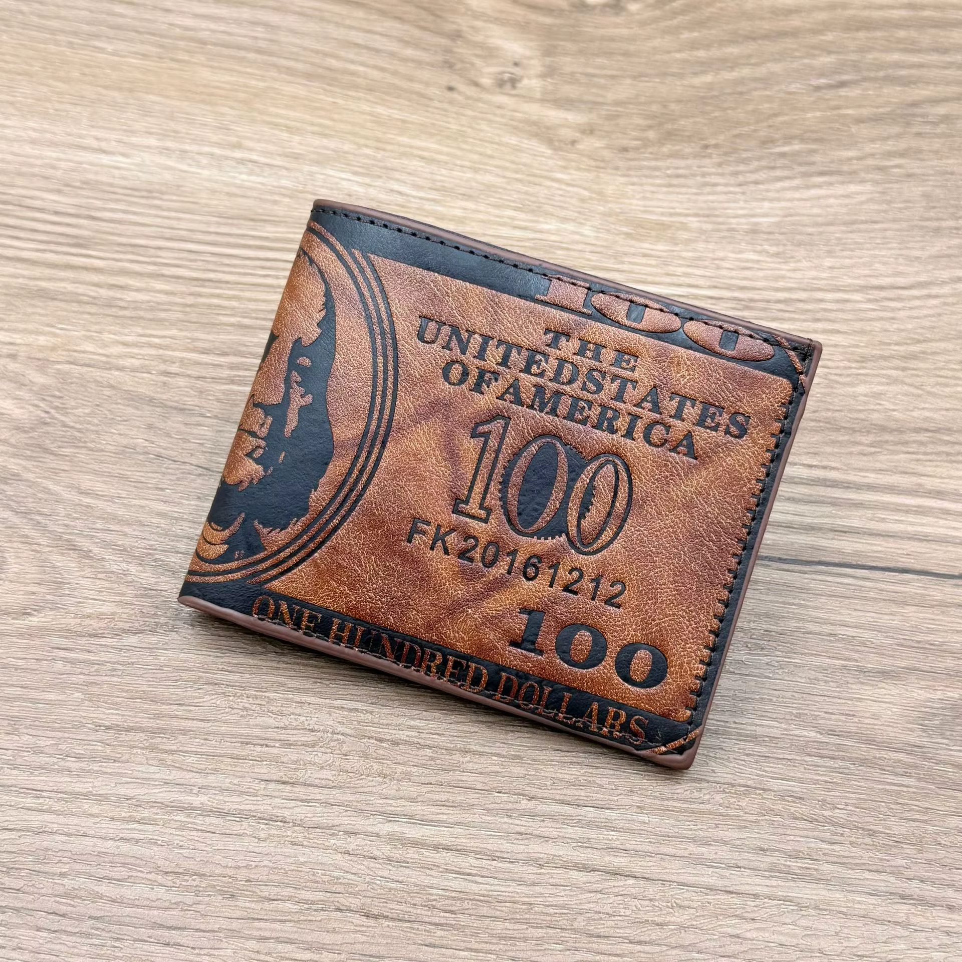 Portefeuille en cuir PU à motifs pour homme