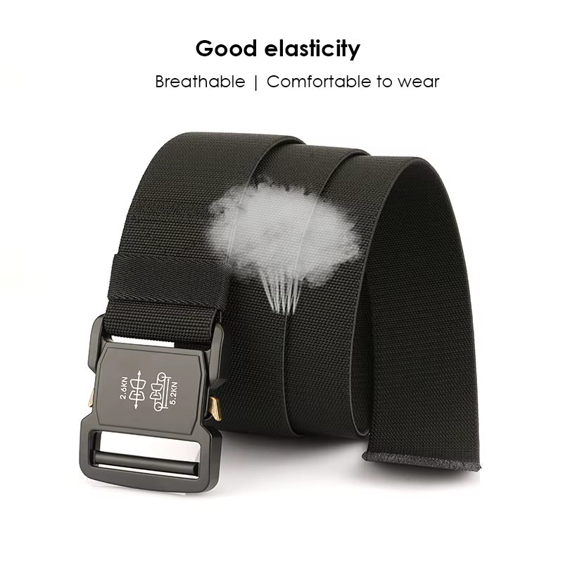 KOLBER 5cm Ceinture élastique hommes alliage d’aluminium boucle à dégagement rapide tactique en plein air