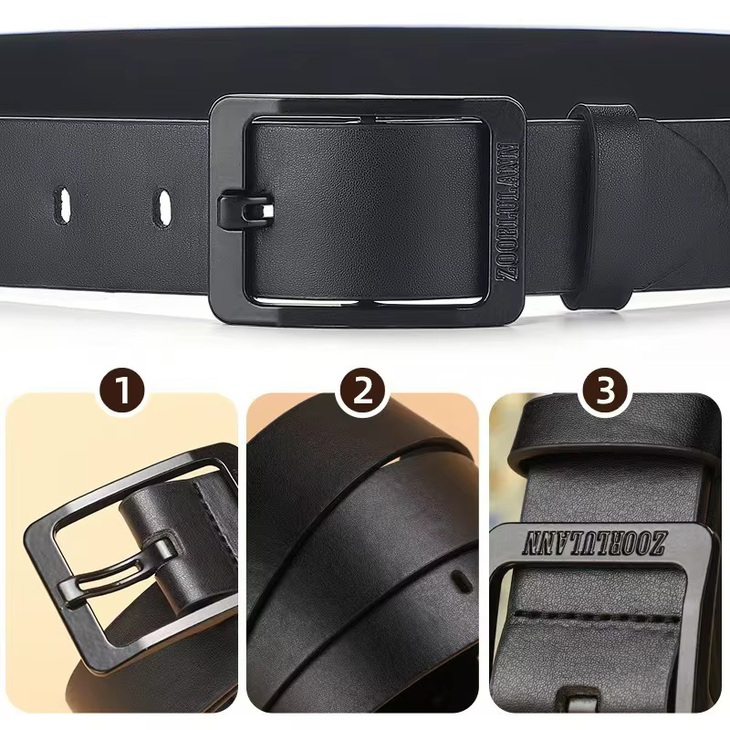 Ceinture en cuir PU noir pour homme