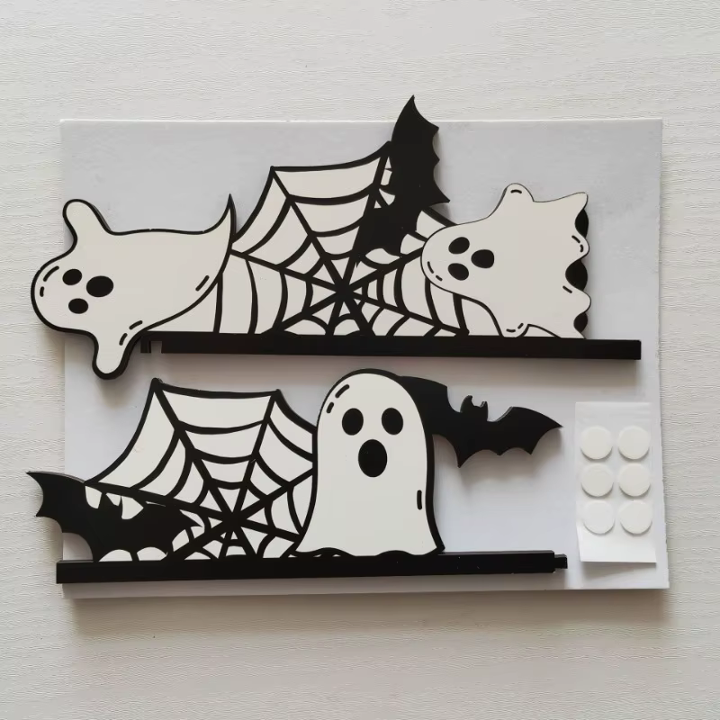 Cadre de porte en bois pour Halloween, décoration d'angle de porte, araignée, chauve-souris fantôme, décoration de Style gothique, ornement d'halloween, nouvelle collection