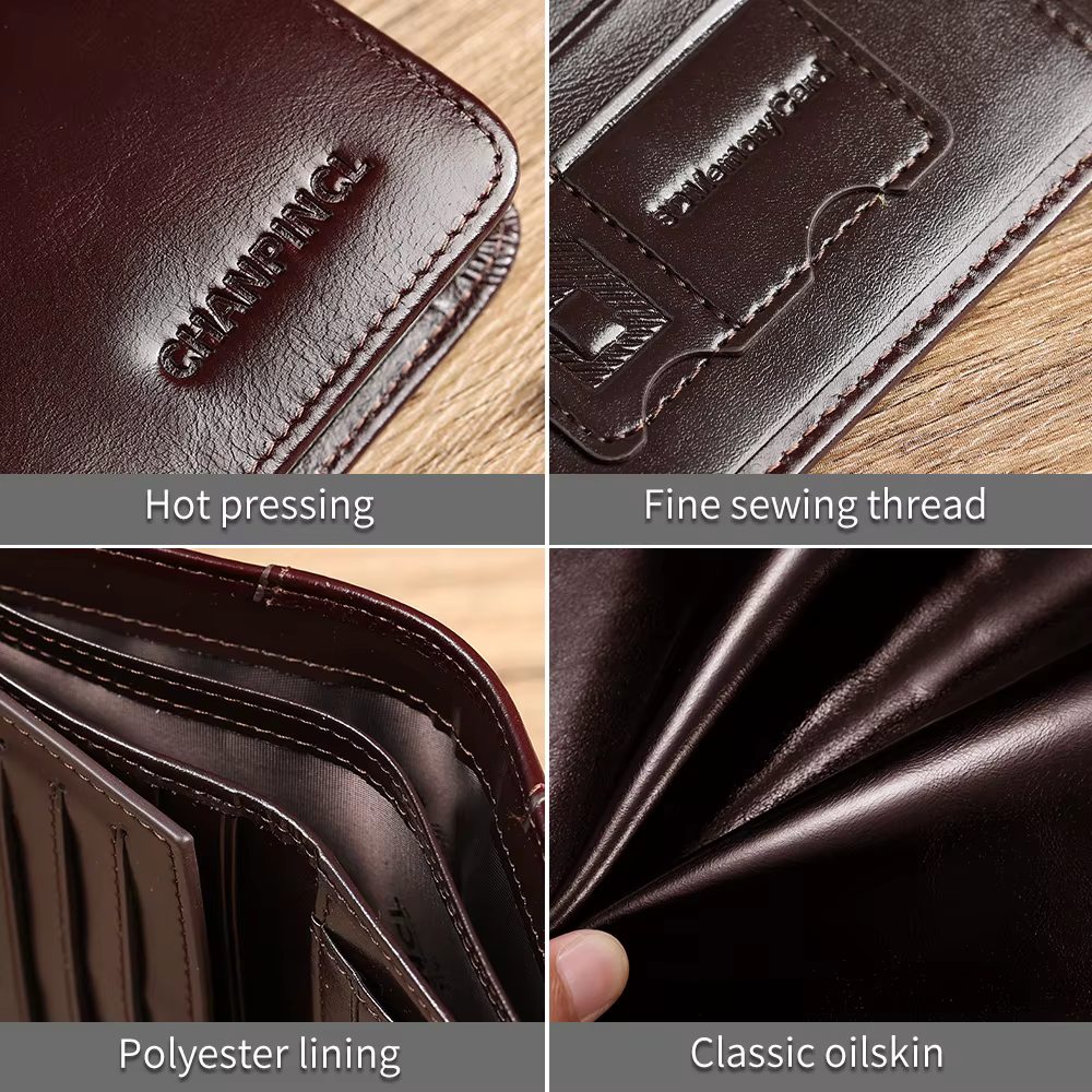 CHANPINCL - Portefeuille en cuir de vache véritable italien pour homme