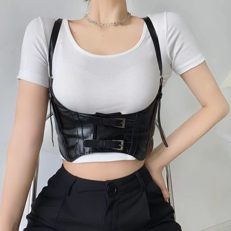 Ceinture large en cuir pour femme