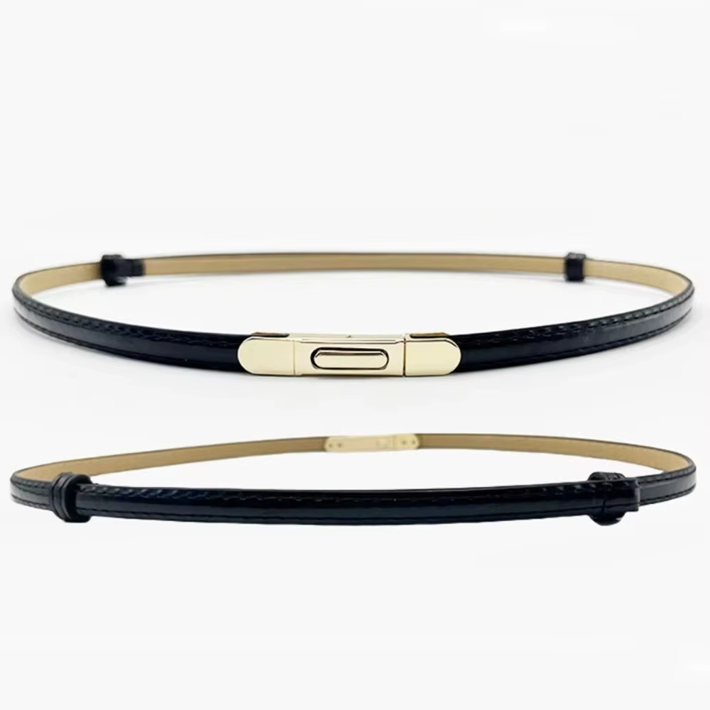 Ceinture fine de luxe pour femme avec boucle à ressort
