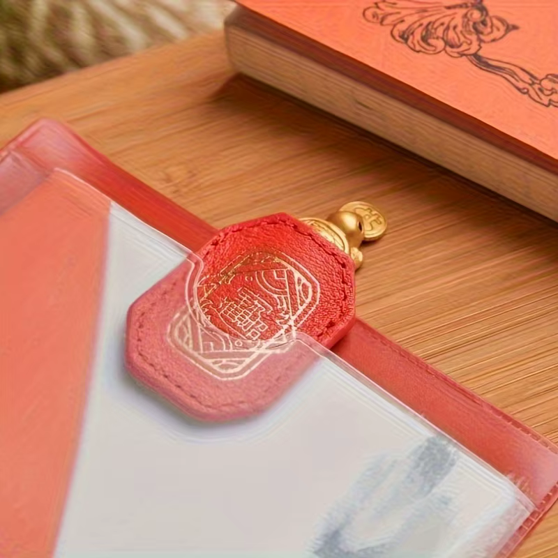 Porte-monnaie en forme de tortue dorée avec étui en cuir rouge - Attracteur de richesse Feng Shui
