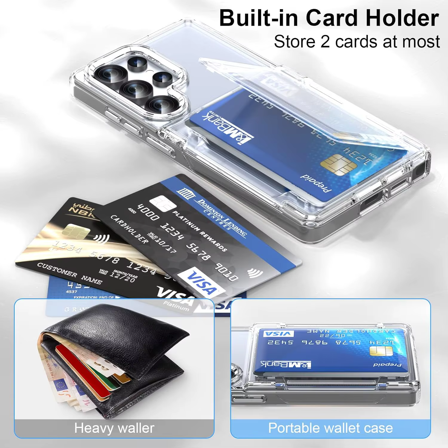 Étui pour Samsung Galaxy S26 Ultra S26 Plus S26 S25 Ultra Portefeuille Porte-cartes Glissière Fente Fine Coque Rigide en PC Protection Robuste