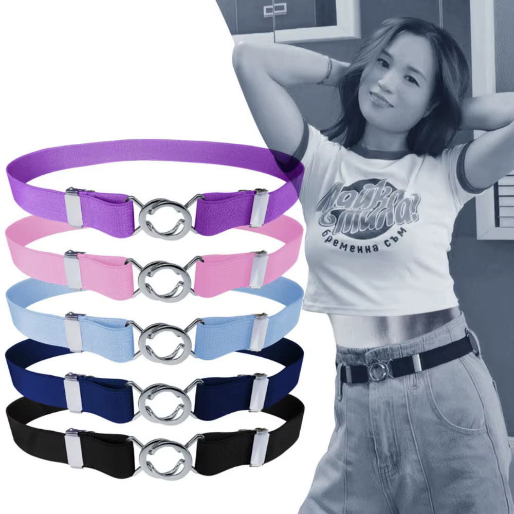 Ceinture extensible élastique réglable pour femmes avec boucle en métal ceinture Web large de 1 pouce ceintures de taille pour pantalons en jean robe ceintures décontractées