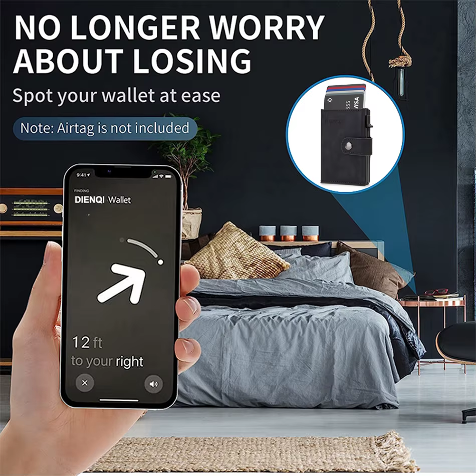 Portefeuille de luxe en fibre de carbone Rfid pour hommes