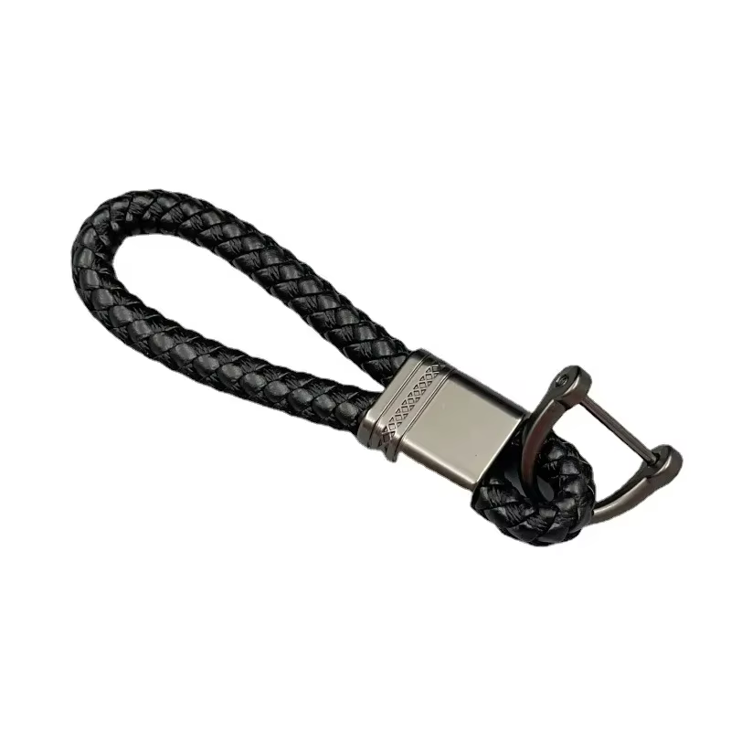 Porte-clés de voiture en cuir tissé à la main