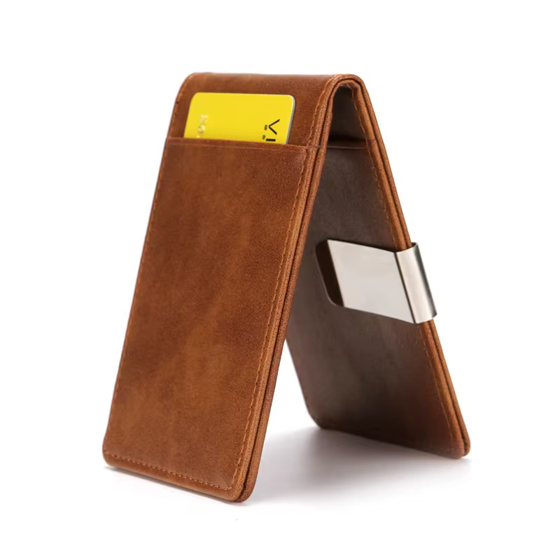 Nouvelle mode hommes en cuir pinces à billets portefeuille multifonctionnel mince homme porte-cartes femmes pince en métal pour argent porte-monnaie