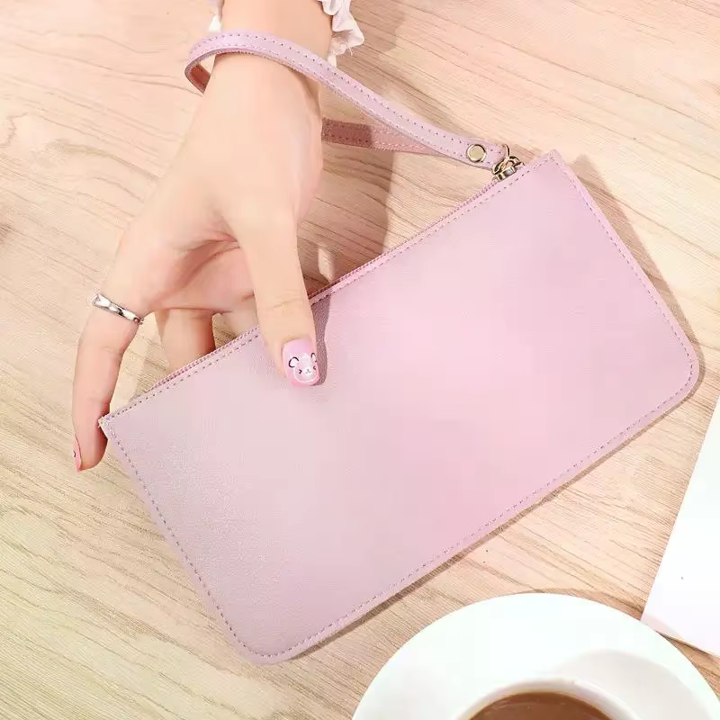 Portefeuille long en cuir PU souple pour femmes