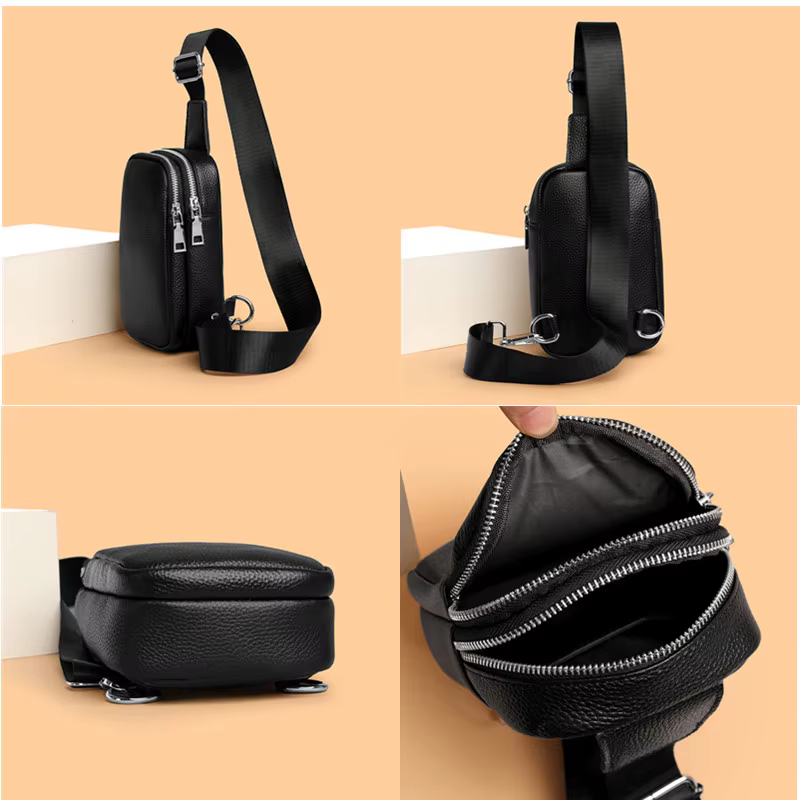 Sac à bandoulière de luxe en cuir véritable pour hommes
