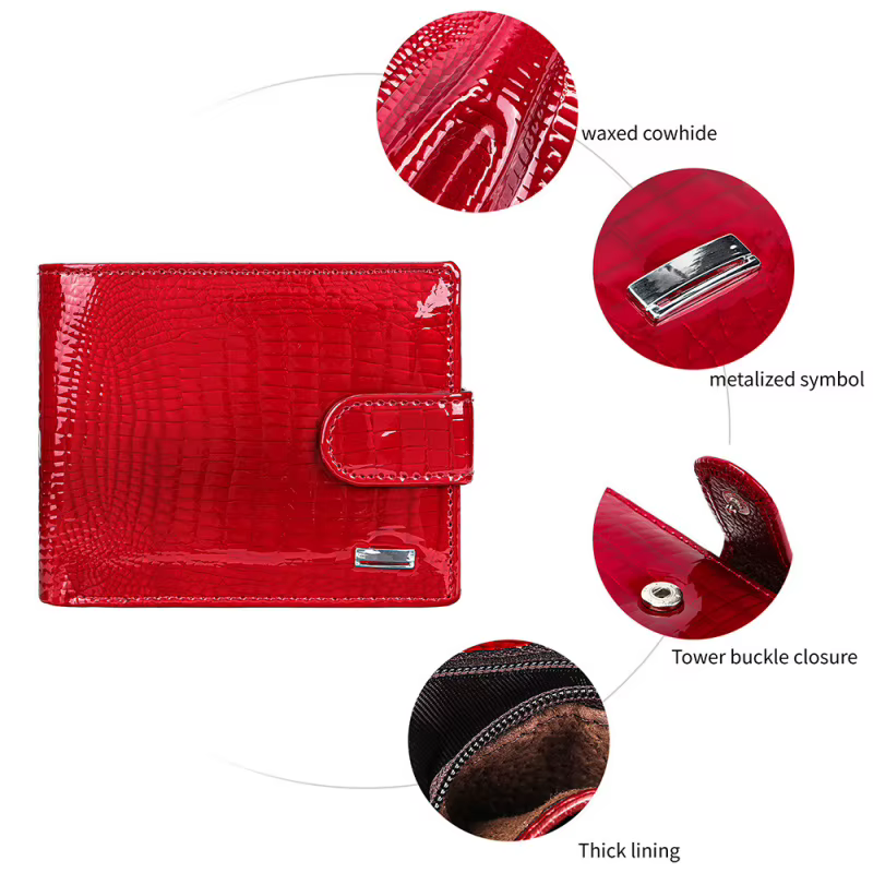 Portefeuille en cuir véritable, style court, tendance, grande capacité, portefeuille en cuir verni haut de gamme, multifonctionnel, 80% de réduction
