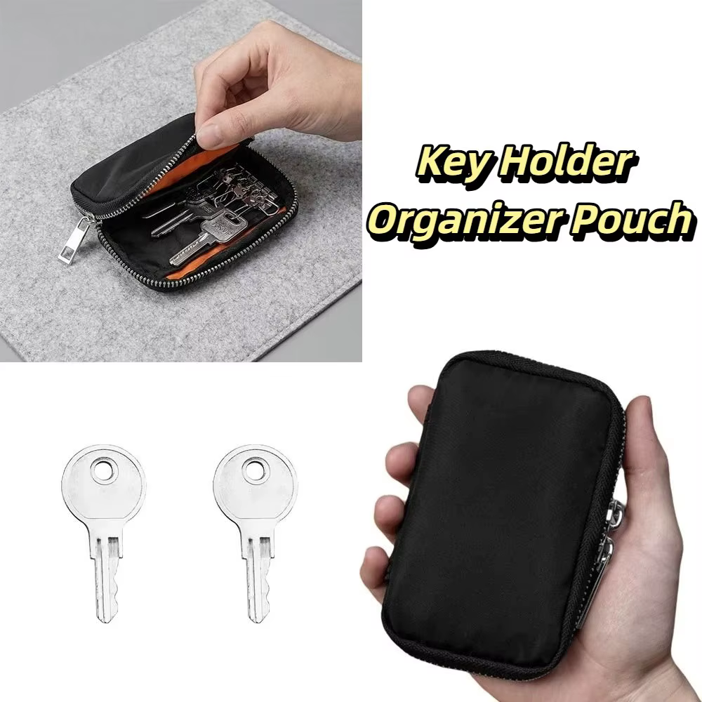 Porte-clés Organisateur Tendance Grande Capacité Multifonctionnel Étui à Clés de Maison avec Boucle et Fermeture Éclair