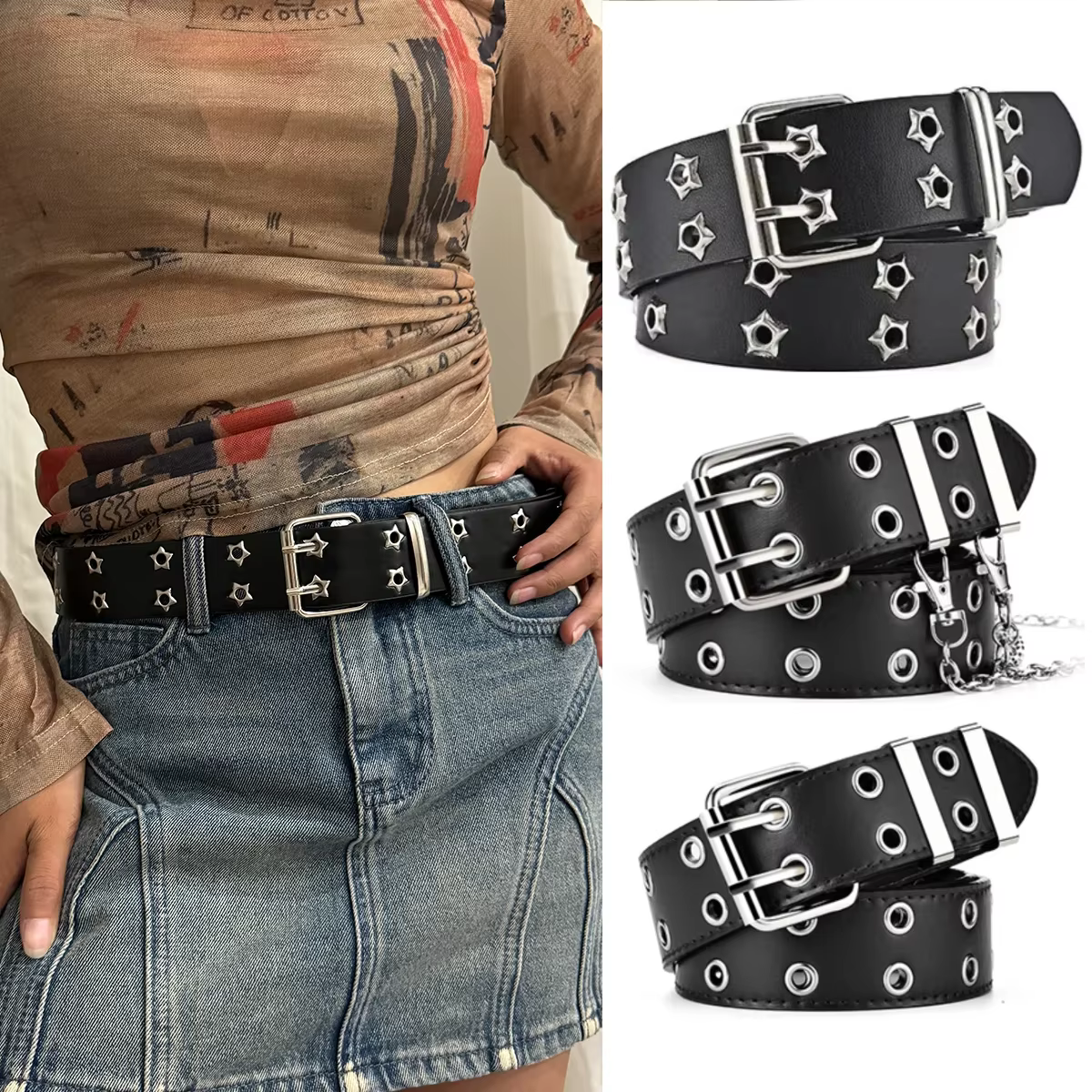 Ceinture femme grande taille Double trou hommes