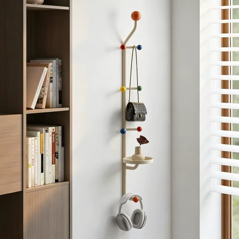 Porte-manteau mural vertical moderne avec boules colorées, porte-chapeaux pour hall d'entrée, avec plateau de rangement, décoration intérieure, étagère à sacs pour chambre